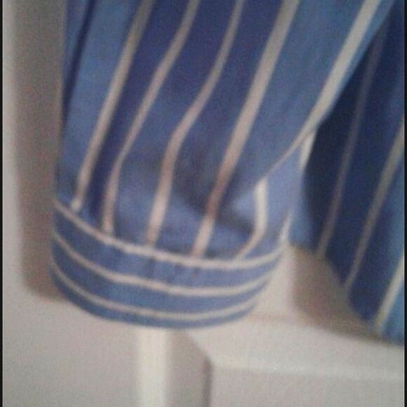 Abercrombie Blue & White Striped Career Office Long Sleeve Button Down Shirt - Picture 3 of 6